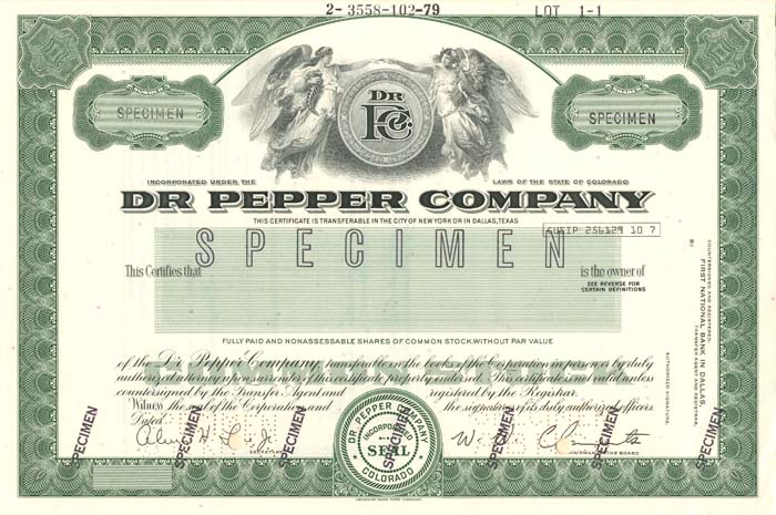 Dr. Pepper Co. - SPECIMEN - Stock Certificate